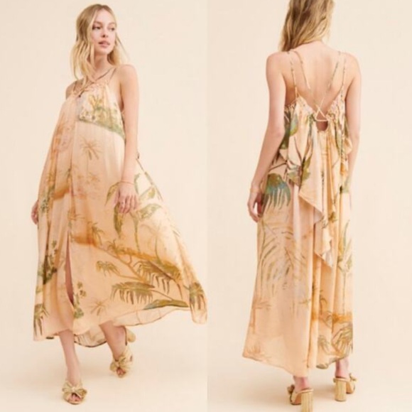 Tahnee Kelland Anthropologie Large Strappy Midi Dress Tropical Jungle - Picture 4 of 11